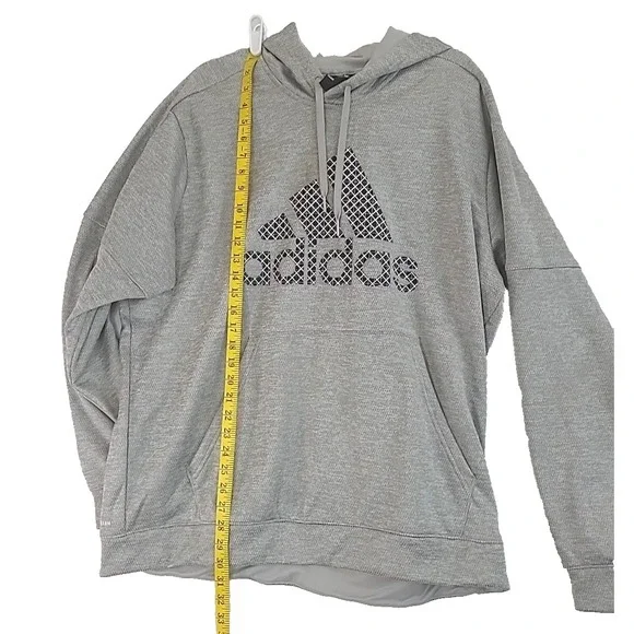 Adidas Mens Size 2XL Big Spellout Screenprint Logo Pullover Hoodie Gray Logo - Picture 9 of 12